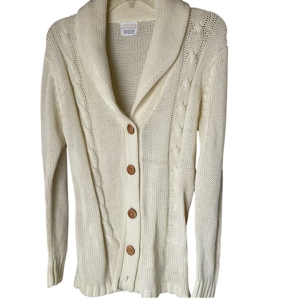 Vintage Cream Cable Knit Women Sweater,‎ M